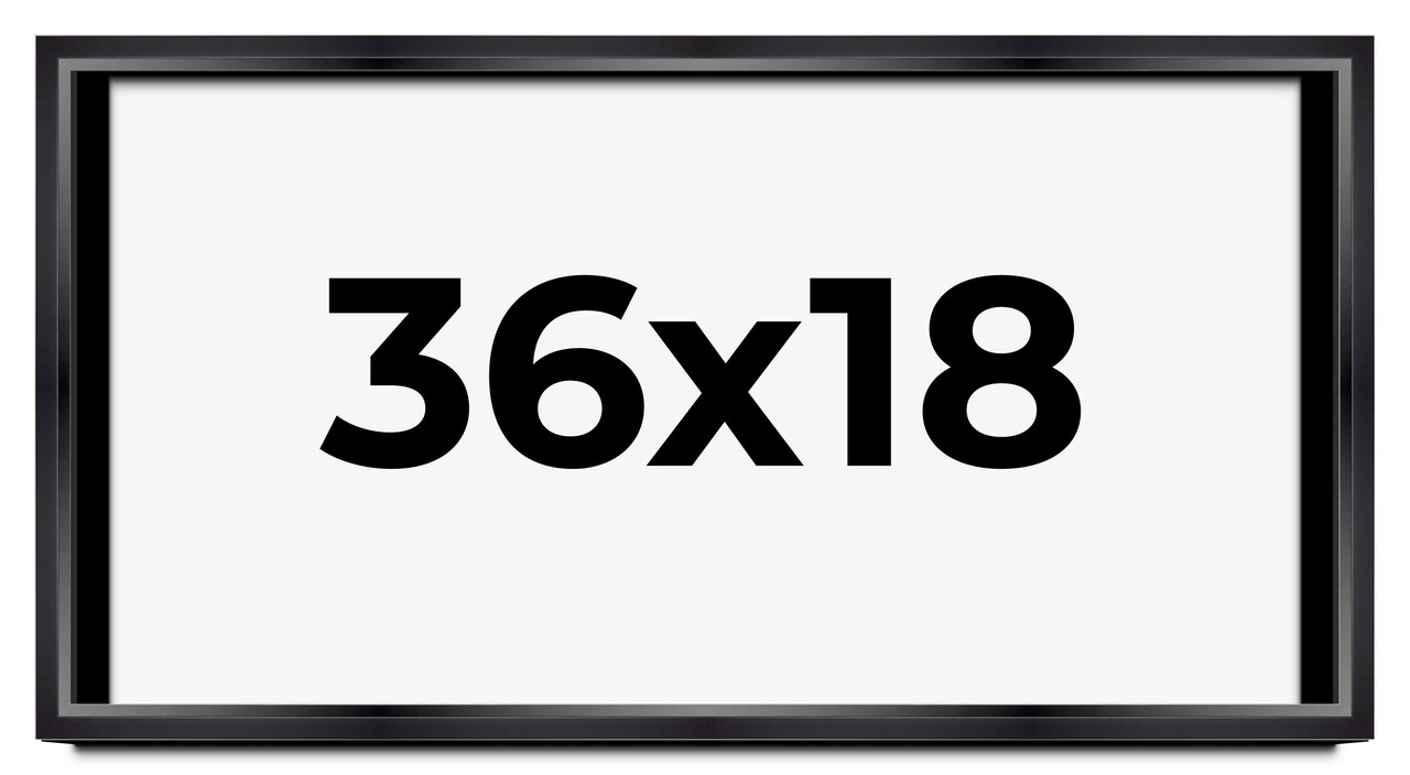 36x18 Minimalist Shadow Box Black Picture Frame - UV Acrylic, Backing, Hanging Hardware